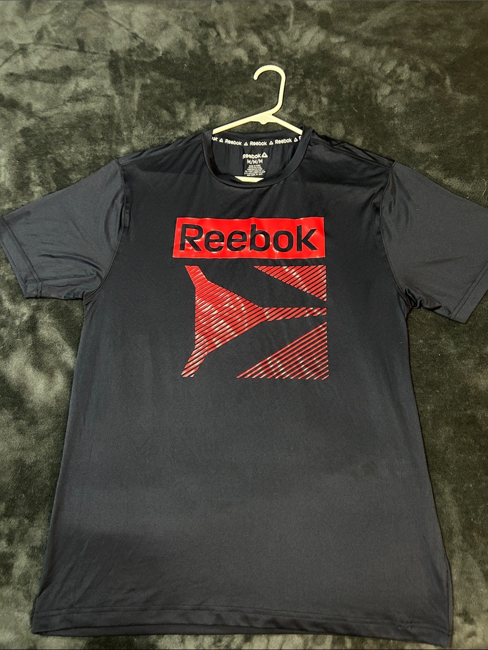 Reebok Men’s Black Short-Sleeve Tee with Red Graphic